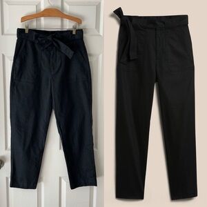 Banana Republic Black Linen Blend Belted Utility Pants